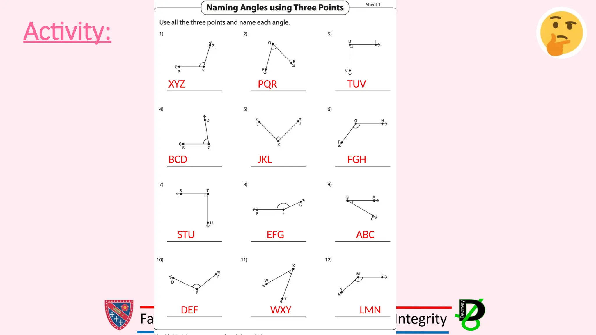 Activity:
XYZ PQR TUV
BCD JKL FGH
STU EFG ABC
DEF WXY LMN
 