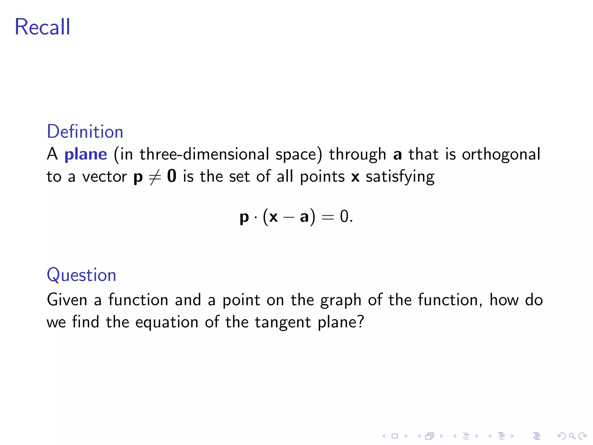 Lesson20 Tangent Planes Slides+Notes