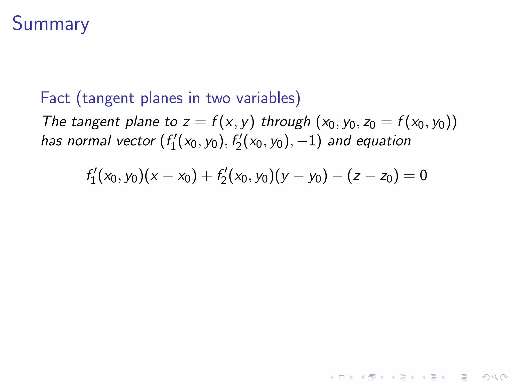 Lesson20 Tangent Planes Slides+Notes