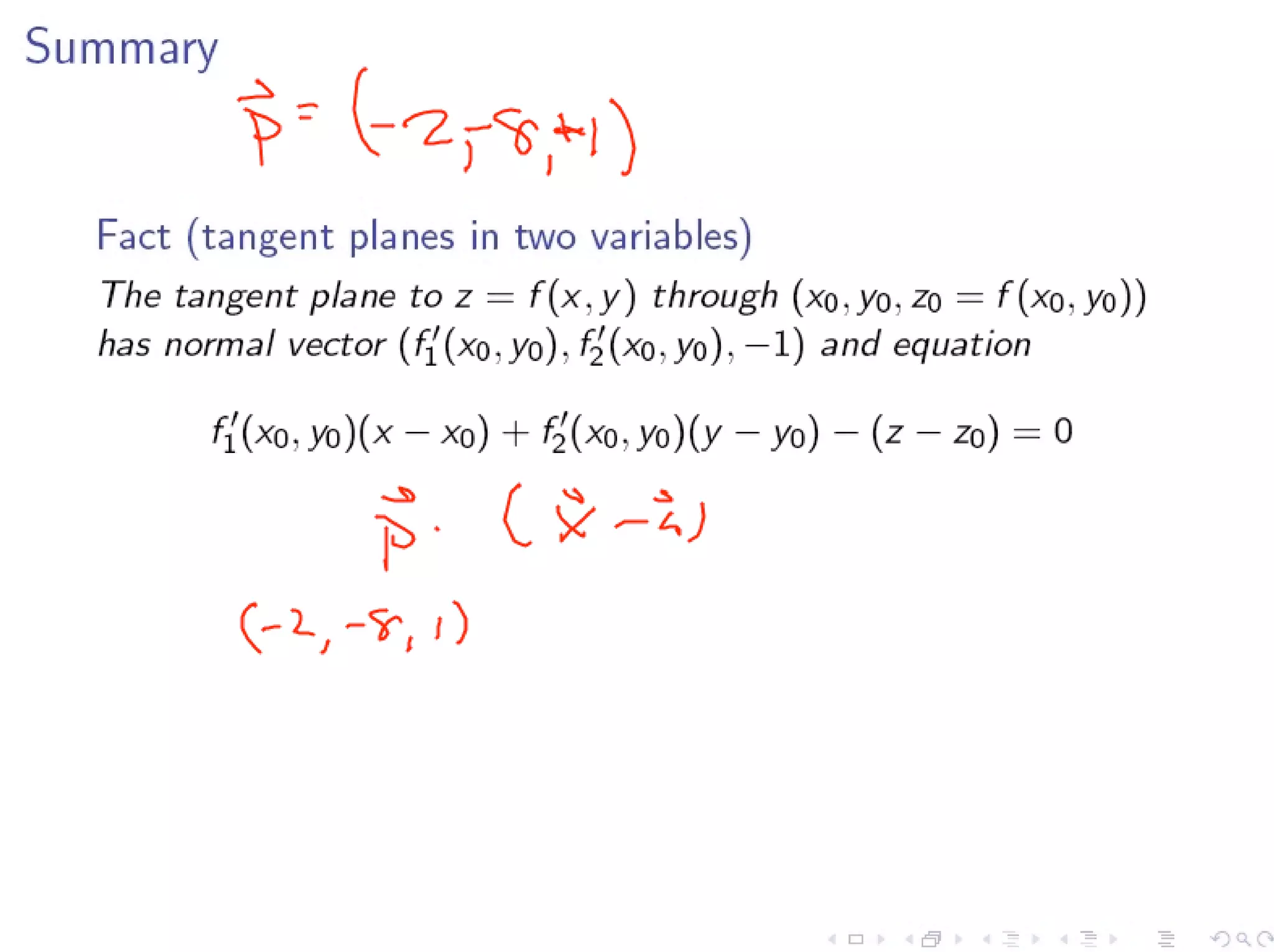 Lesson20 Tangent Planes Slides+Notes