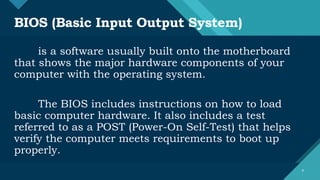 LESSON 21 - Basic-input-output-system (BIOS) configuration procedures ...