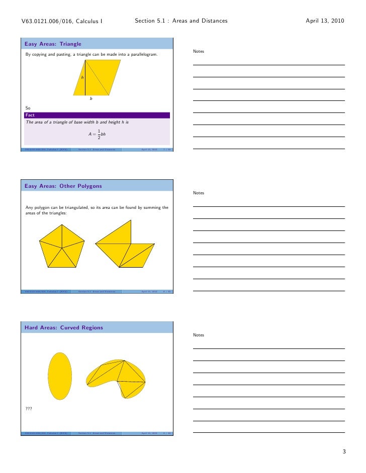 Lesson 22: Areas and Distances (handout)