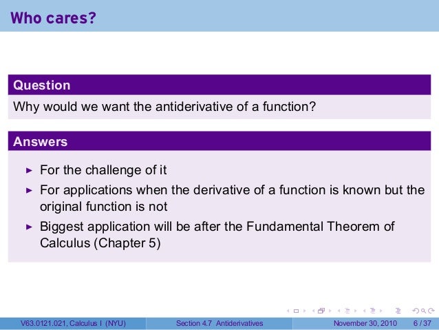 Lesson 23: Antiderivatives (Section 021 slides)
