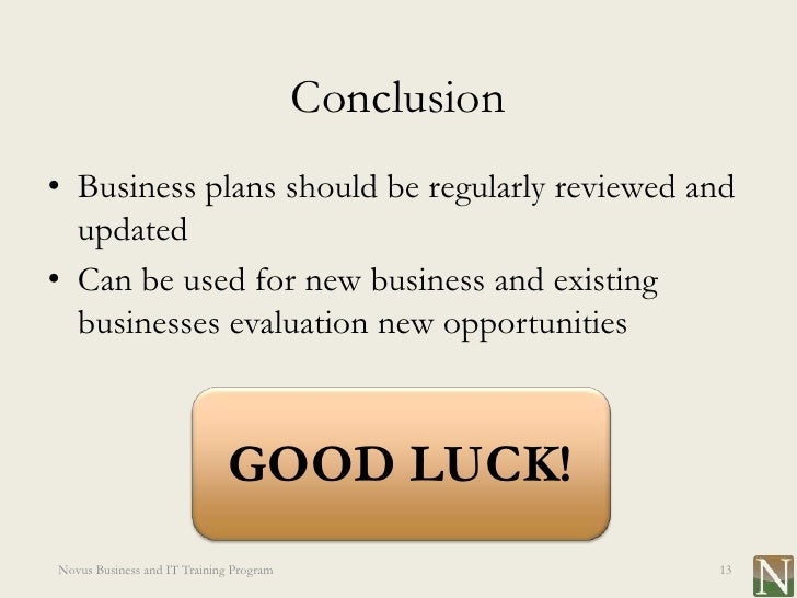 do business plans have conclusions
