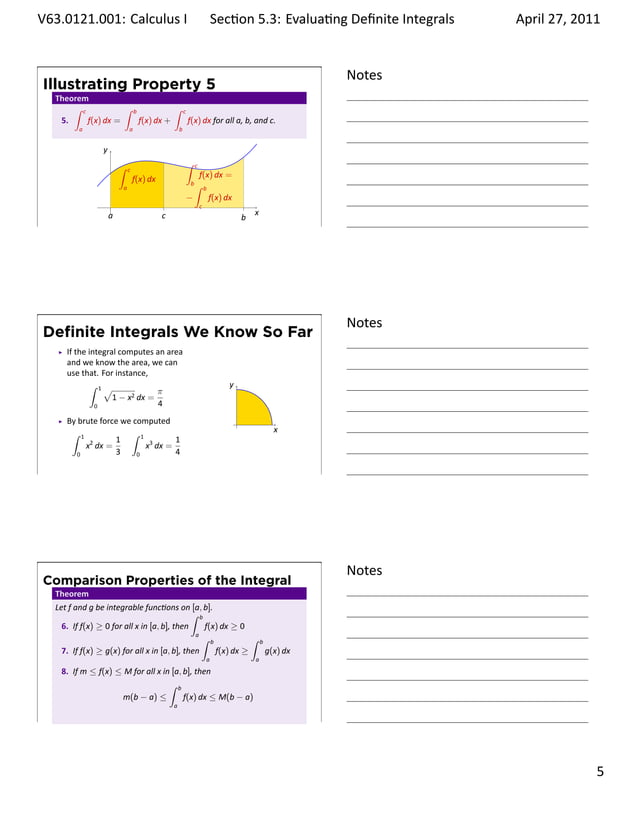 Lesson 25: Evaluating Definite Integrals (handout) | PDF | Physics ...