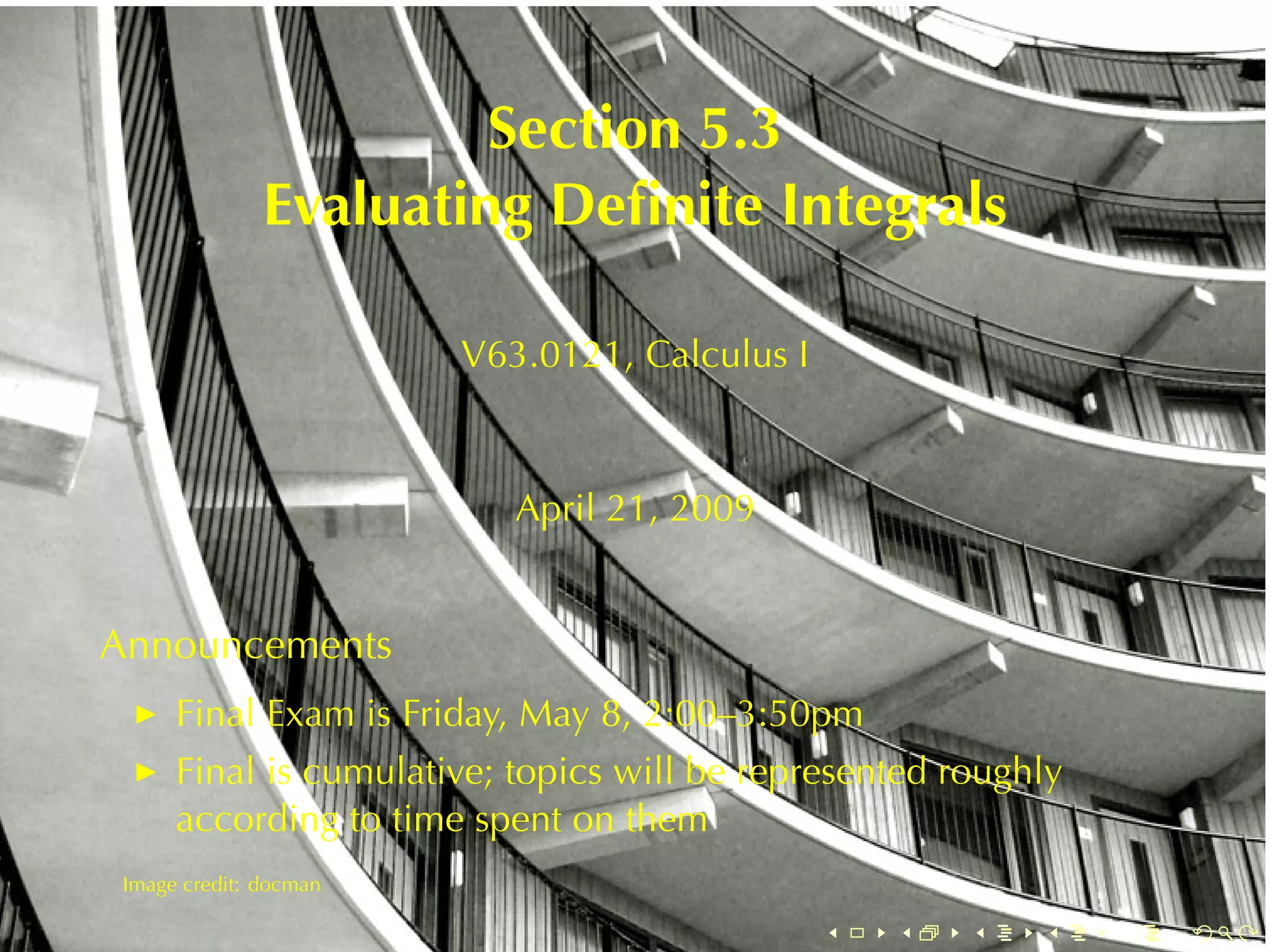 Lesson 25: Evaluating Definite Integrals (Section 4 version)