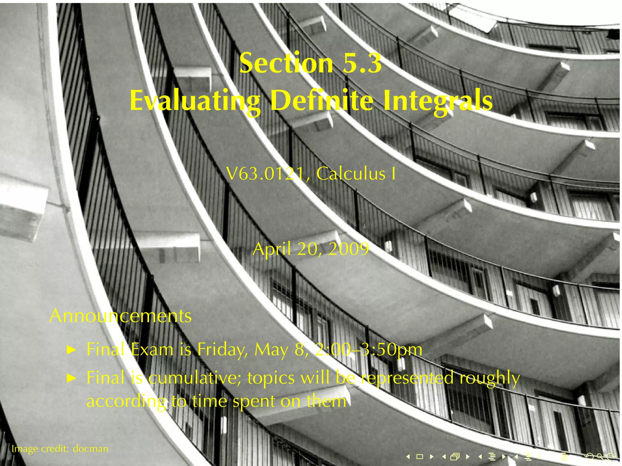 Lesson 25: Evaluating Definite Integrals (Section 10 version)