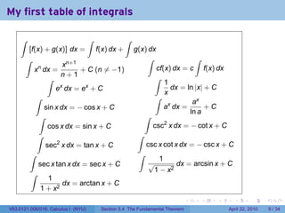 First Principles Calculus Table Lesson 25: The Fundamental Theorem of Calculus | PDF