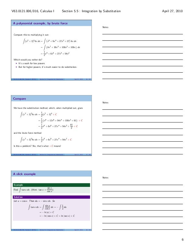Lesson 26: Integration by Substitution (handout)