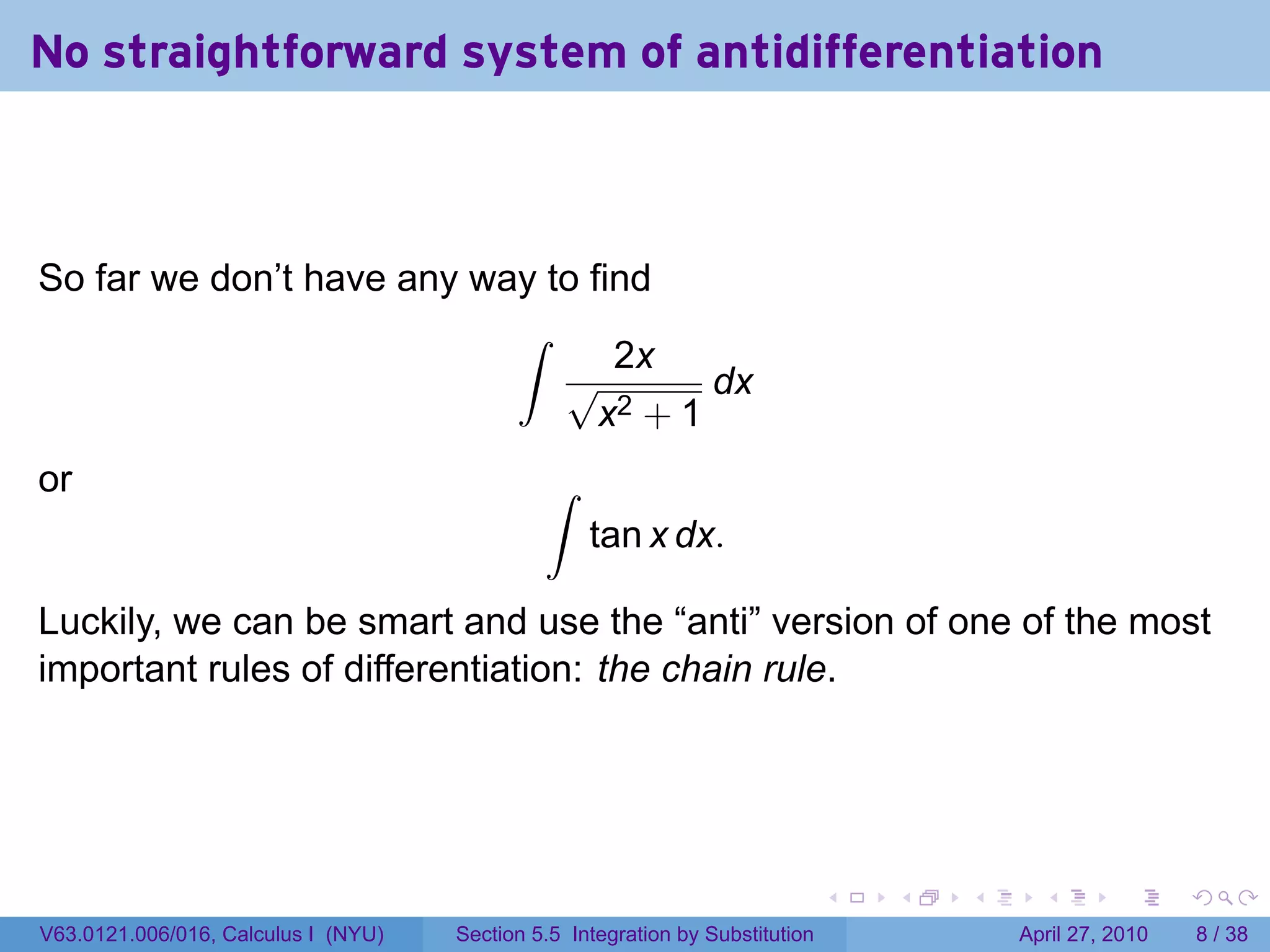 Lesson 26: Integration by Substitution (slides) | PDF