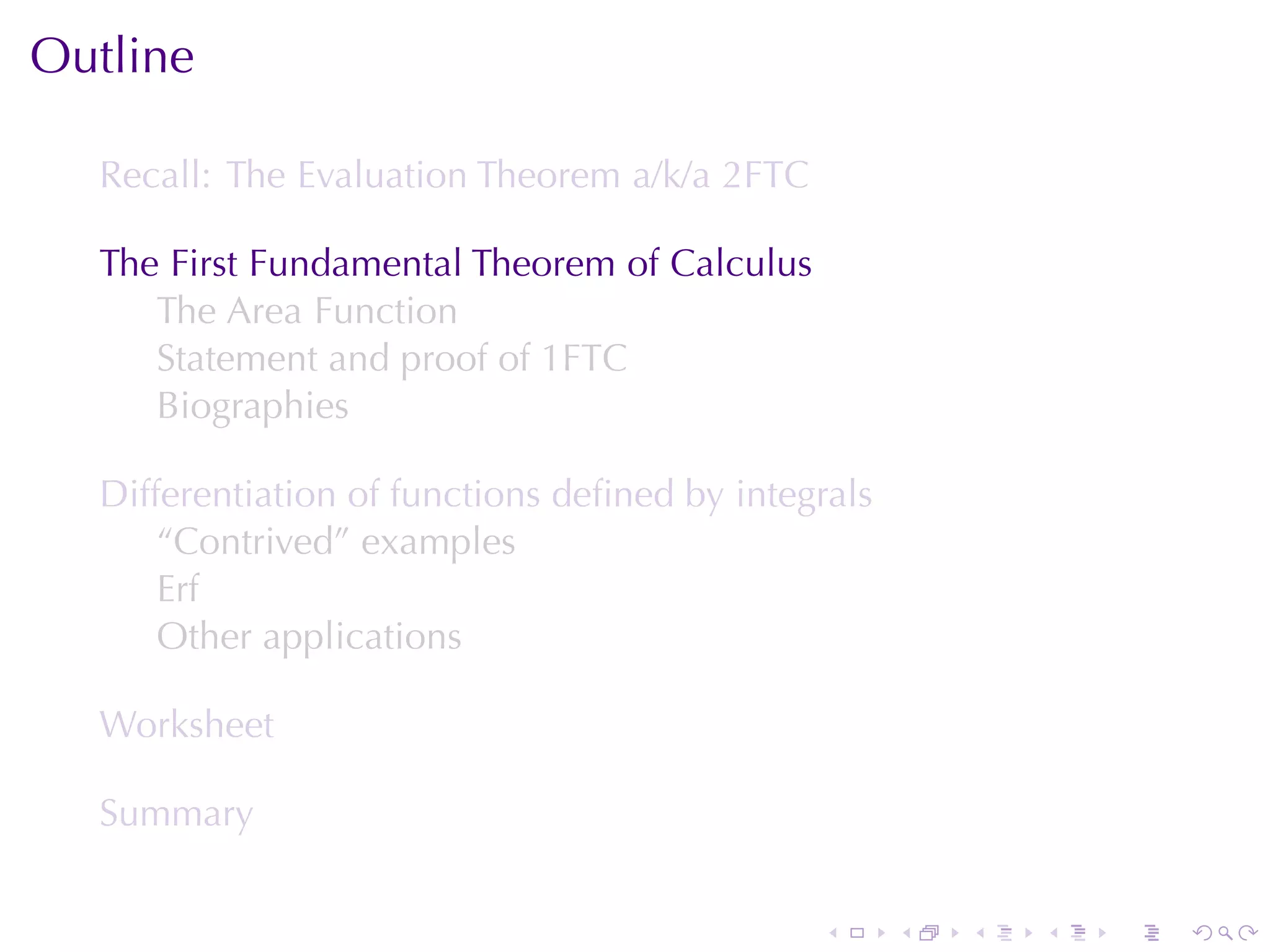 Lesson 26: The Fundamental Theorem of Calculus (Section 4 version)