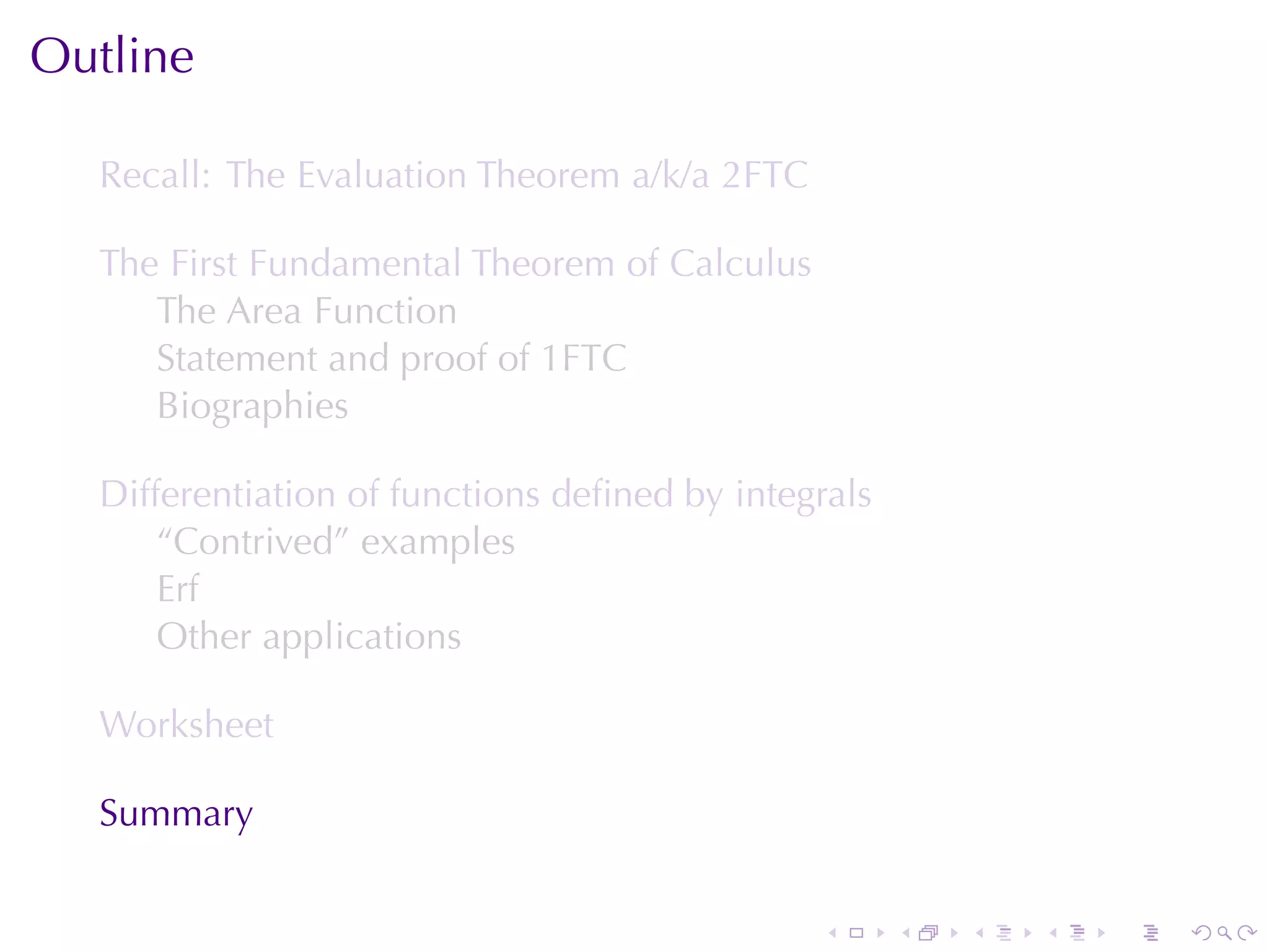 Lesson 26: The Fundamental Theorem of Calculus (Section 4 version)
