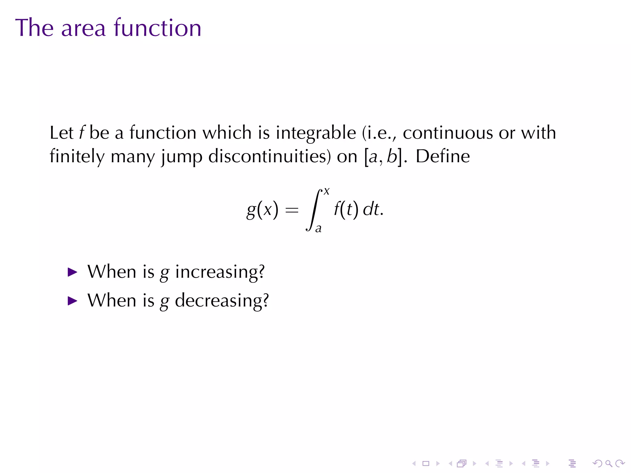 Lesson 26: The Fundamental Theorem of Calculus (Section 10 version)