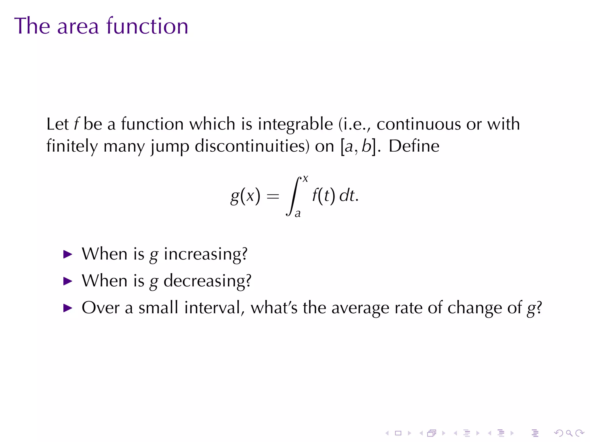 Lesson 26: The Fundamental Theorem of Calculus (Section 10 version)