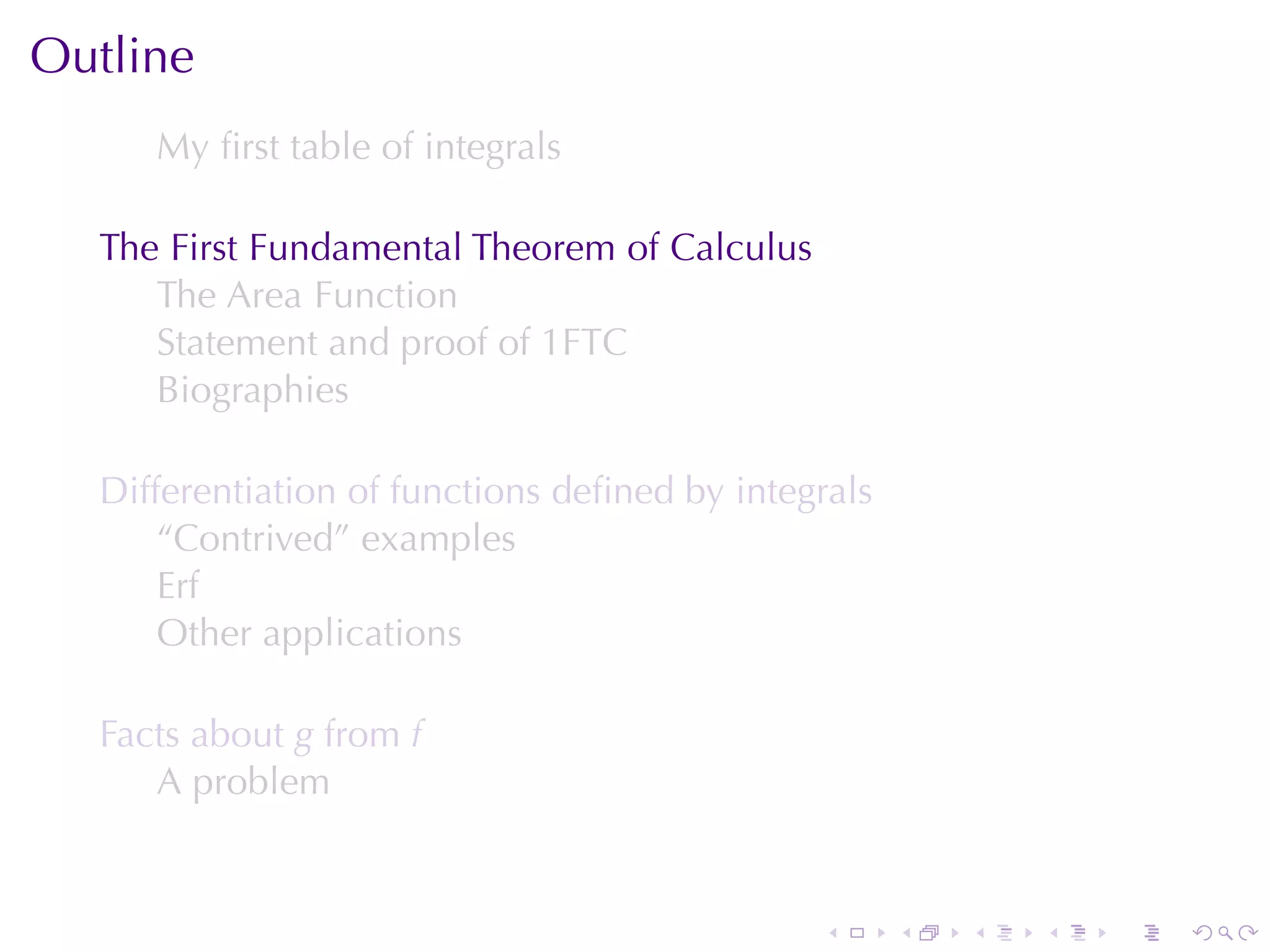 Lesson 26: The Fundamental Theorem of Calculus (Section 10 version)