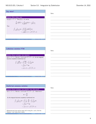 Lesson 27: Integration by Substitution (Section 021 handout) | PDF