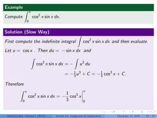 Lesson 27: Integration by Substitution (Section 041 slides) | PDF