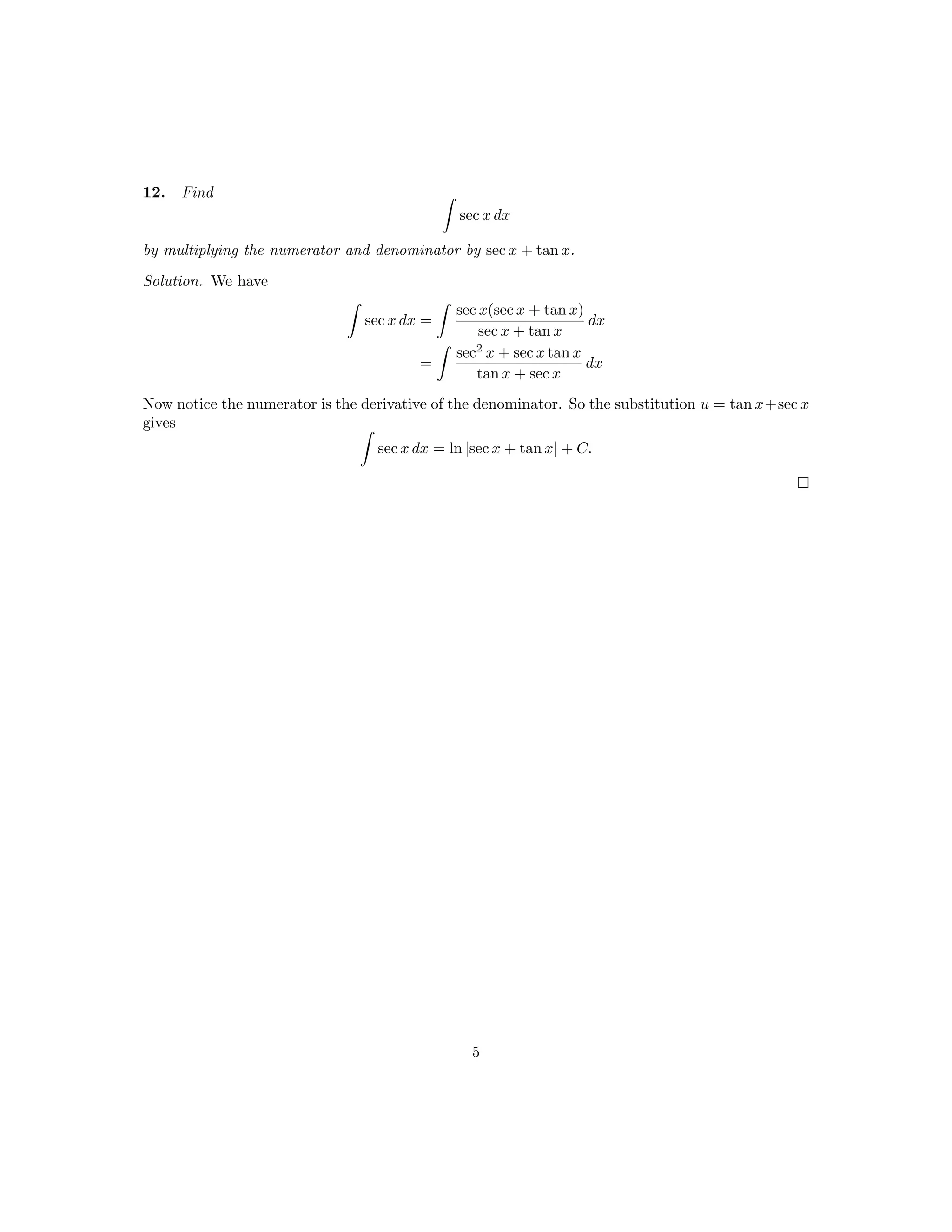 Lesson 27: Integration by Substitution (worksheet solutions)