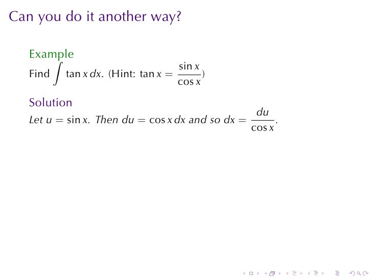 lesson 29 integration by substition worksheet solutions