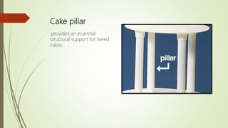 Cake pillar
provides an essential
structural support for tiered
cakes.
 