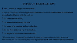 Translator Types Comprehensive Overview of Types of Translation in Linguistics | PPTX