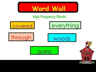 High Frequency Words Word Wall everything through woods covered guess 