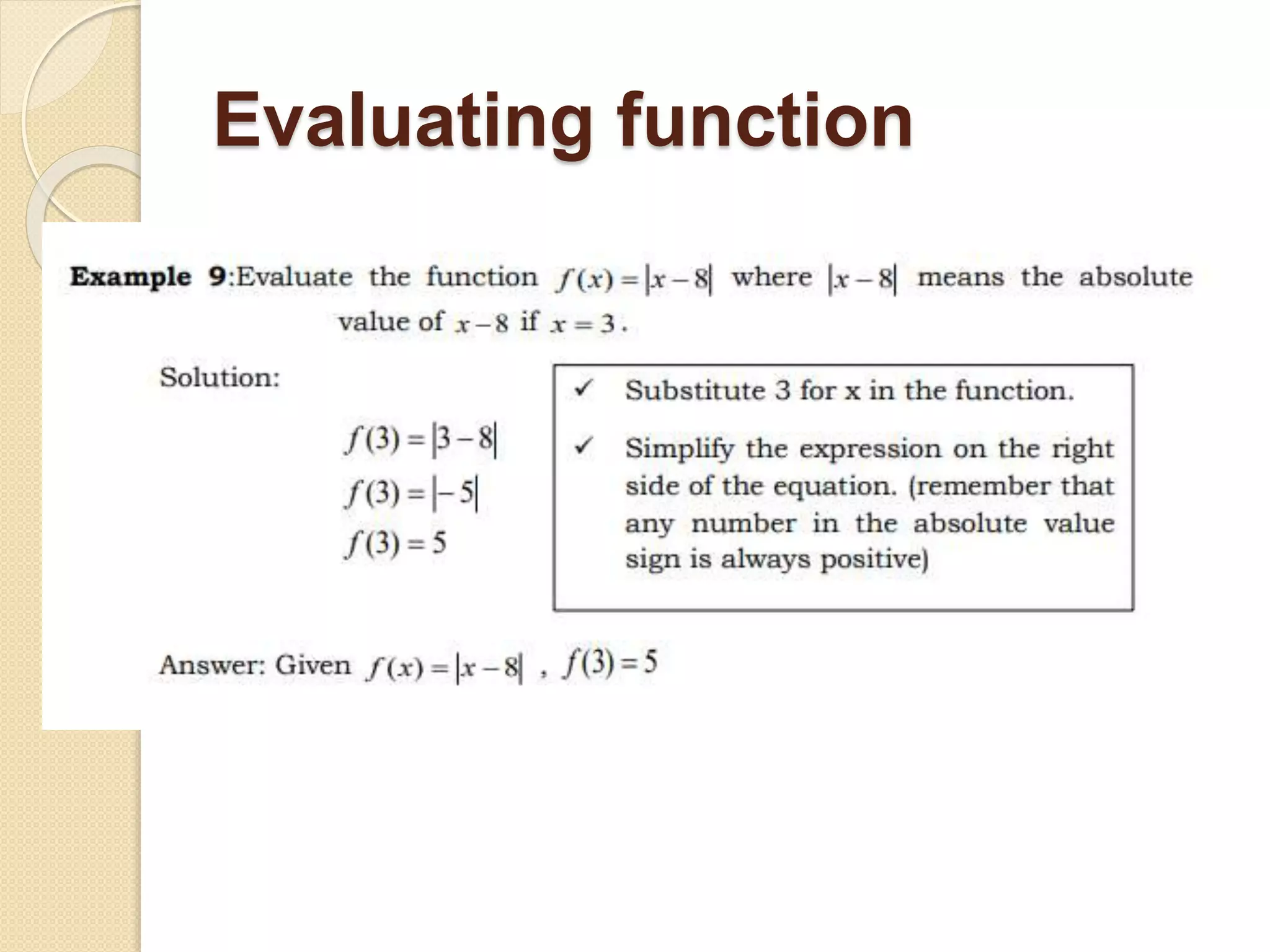 Evaluating function