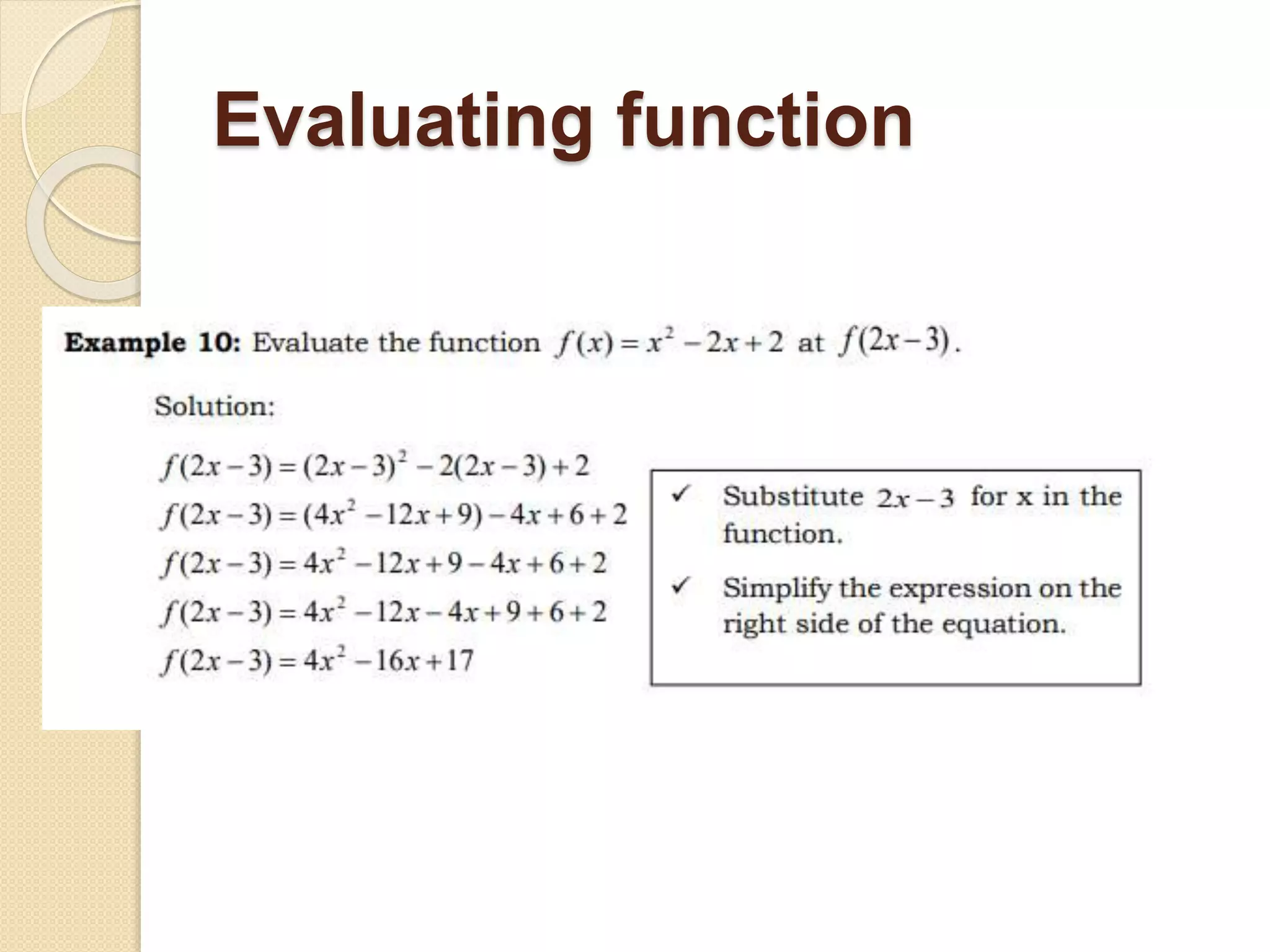 Evaluating function