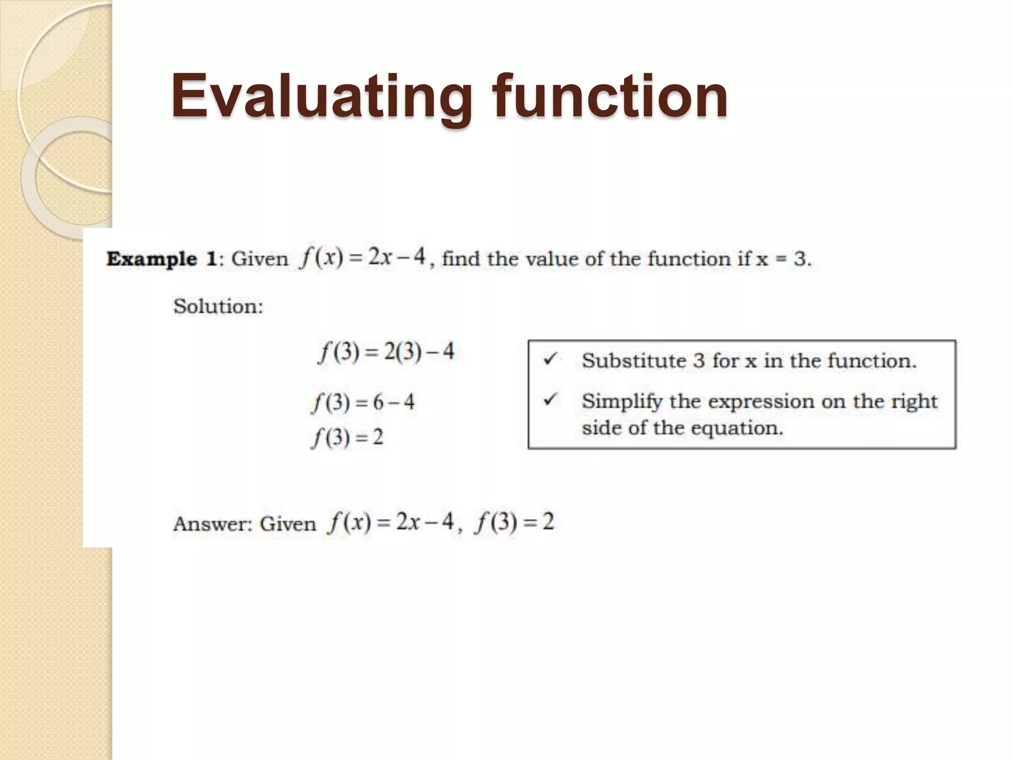 Evaluating function