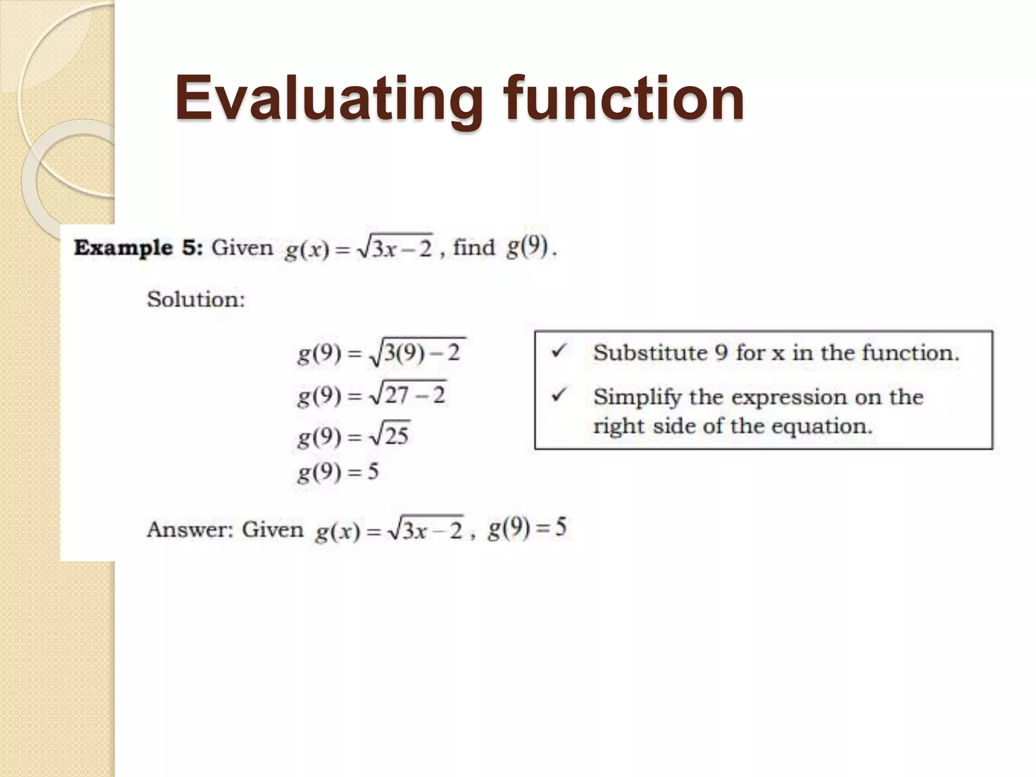 Evaluating function