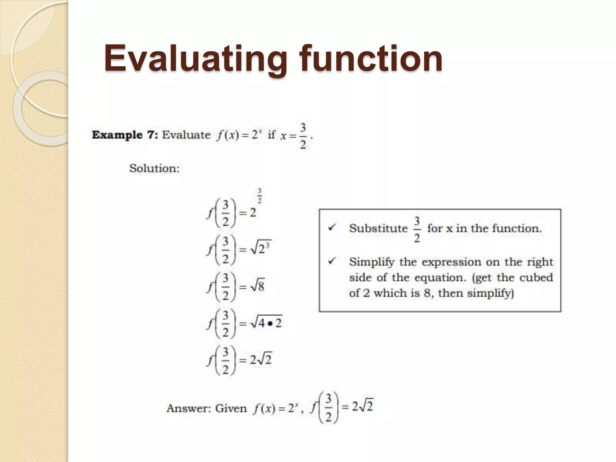 Evaluating function