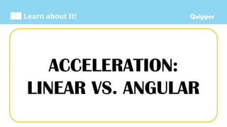 Learn about It!
ACCELERATION:
LINEAR VS. ANGULAR
 