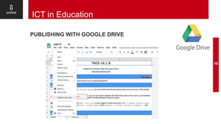 PUBLISHING WITH GOOGLE DRIVE
10
ICT in Education
 