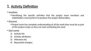 explain the key concepts of project time management, plan and sequence ...