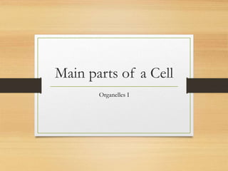 Main parts of a Cell 
Organelles I 
 