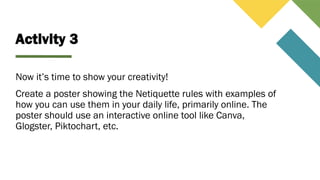 Netiquette Flowchart Lesson 2 Netiquette Empowerment Technologies | PPTX