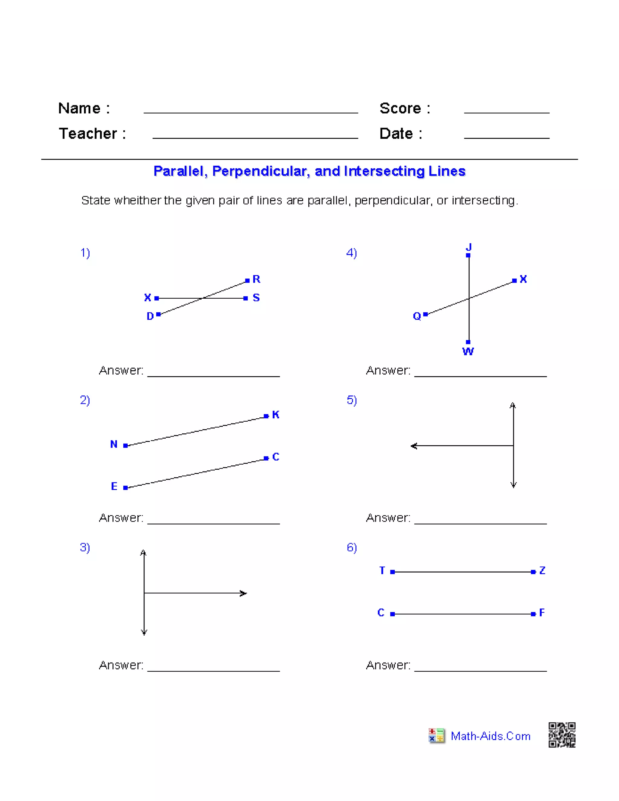 Lesson 2 parallel , perpendicular and intersecting lines | PDF