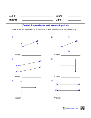 Lesson 2 parallel , perpendicular and intersecting lines