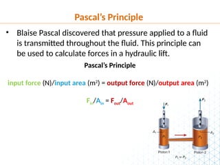 Pascal Principle Area Lesson 2 Properties of Fluids grade 8 adv - | PPTX