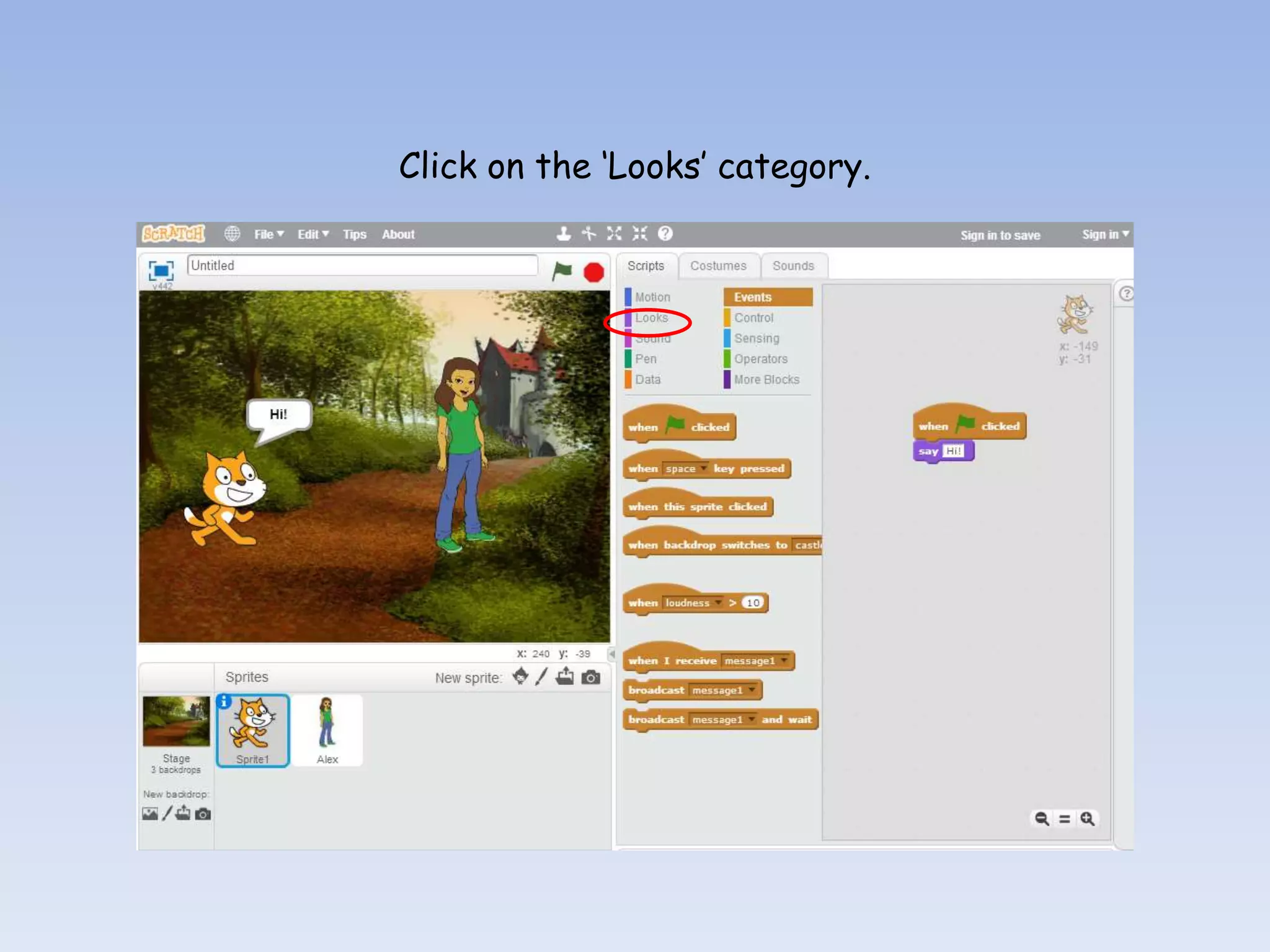 Click on the ‘Looks’ category. 