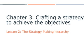 Chapter 3. Crafting a strategy
to achieve the objectives
Lesson 2: The Strategy Making hierarchy
 