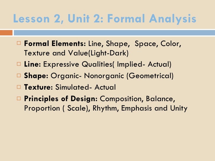 example of a formal analysis of art