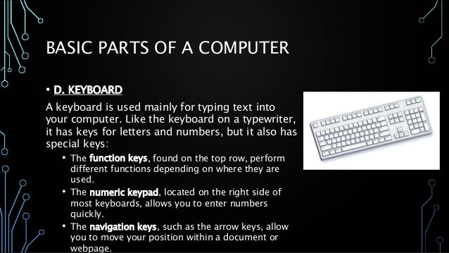 Lesson 3.0 basic parts and functions of computer