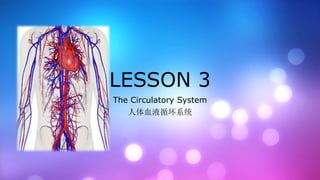 LESSON 3
The Circulatory System
人体血液循环系统
 