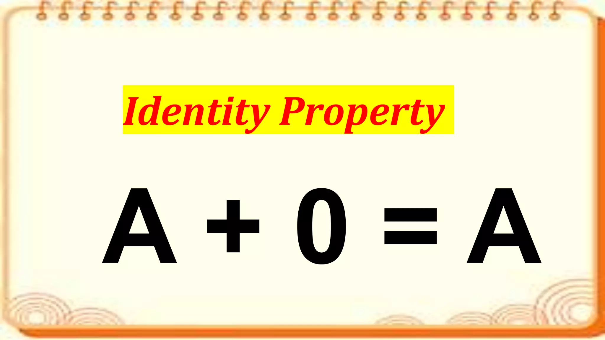 A + 0 = A
Identity Property
 