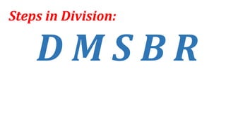 D M S B R
Steps in Division:
 