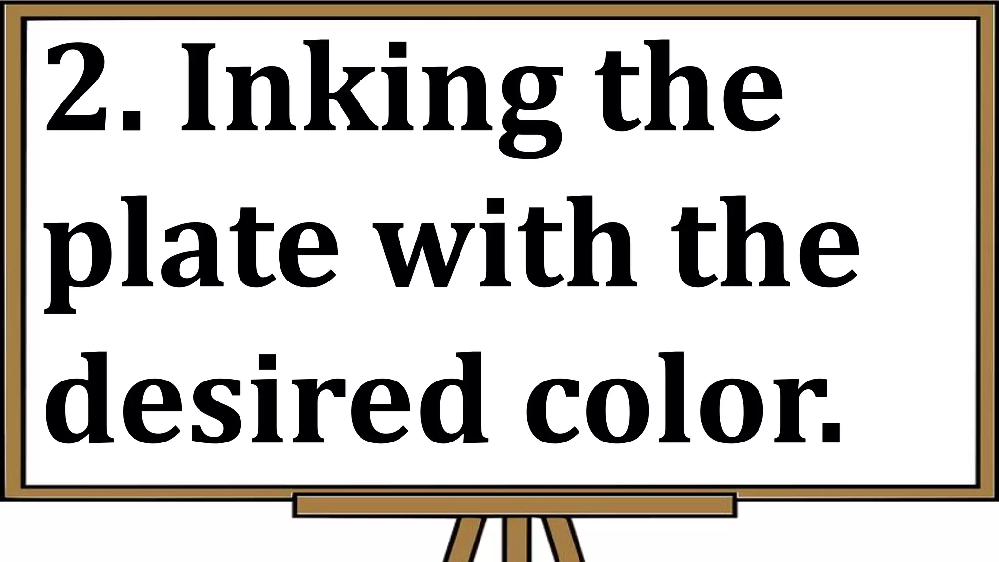 2. Inking the
plate with the
desired color.
 
