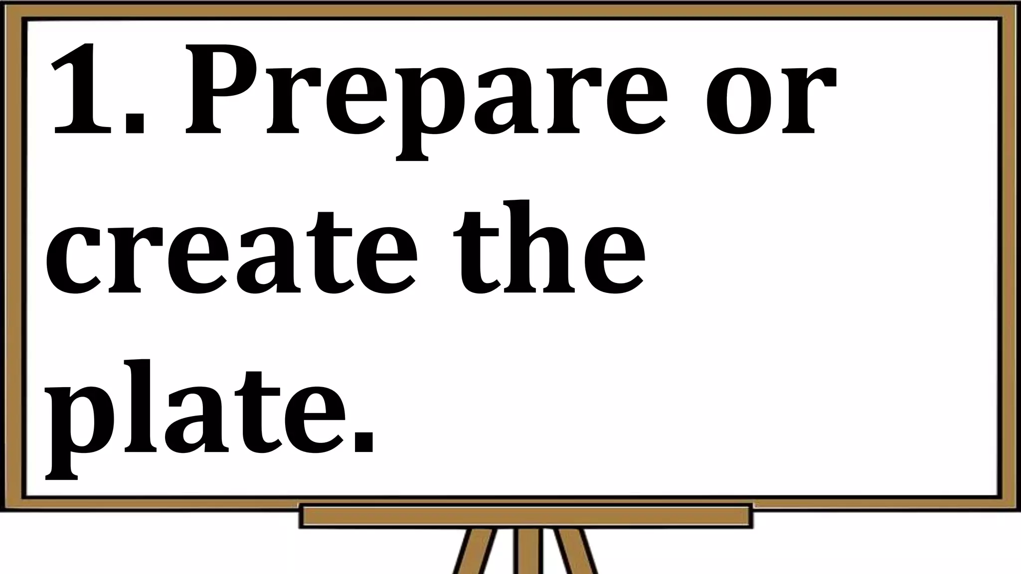 1. Prepare or
create the
plate.
 