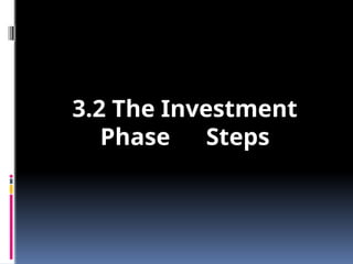 3.2 The Investment
Phase Steps
 