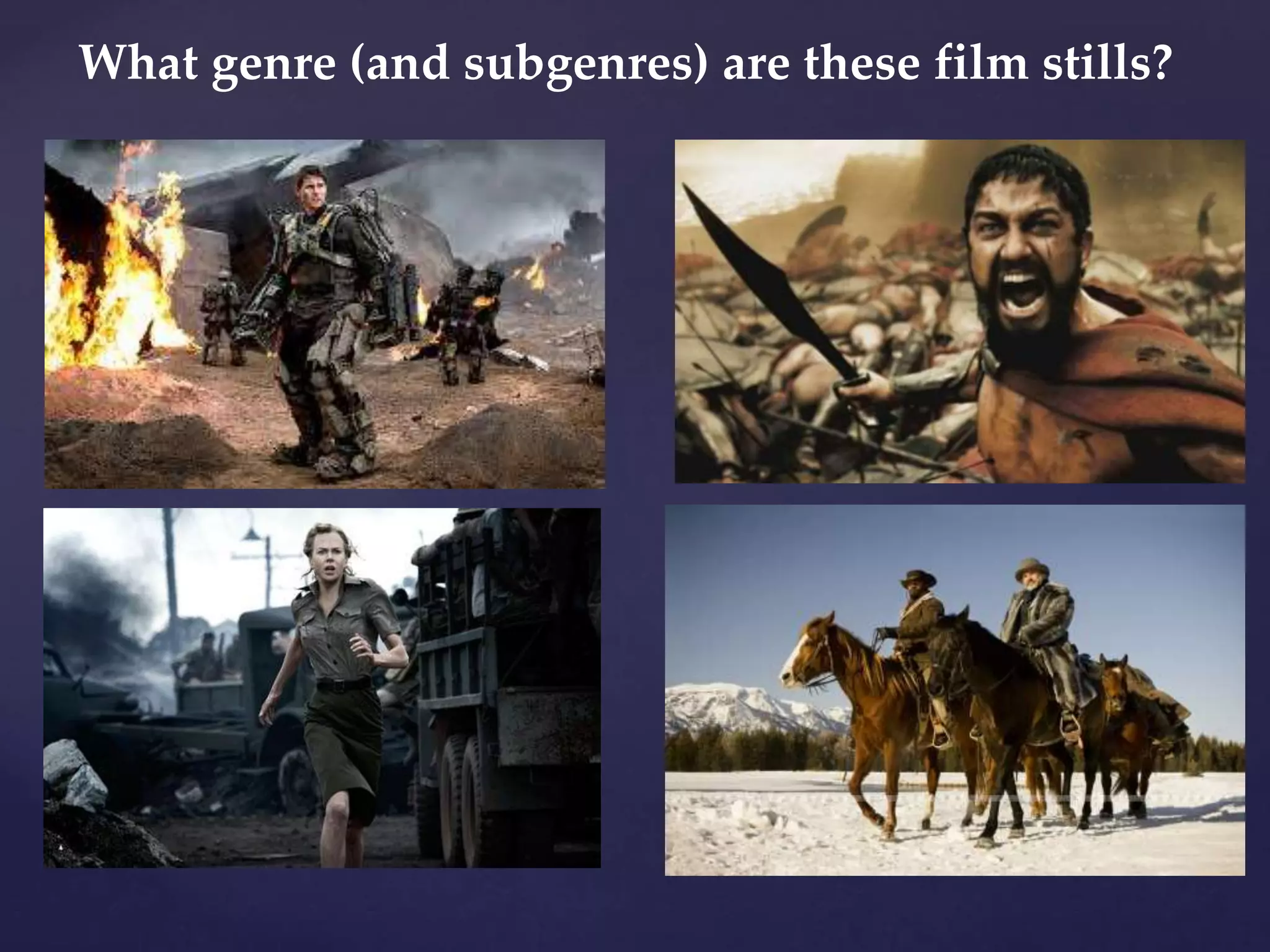 What genre (and subgenres) are these film stills?
 